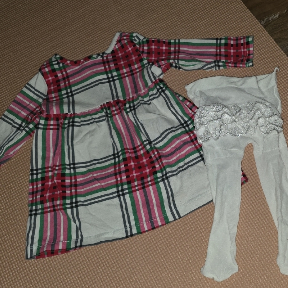 Plaid Dress with White Tights Set
